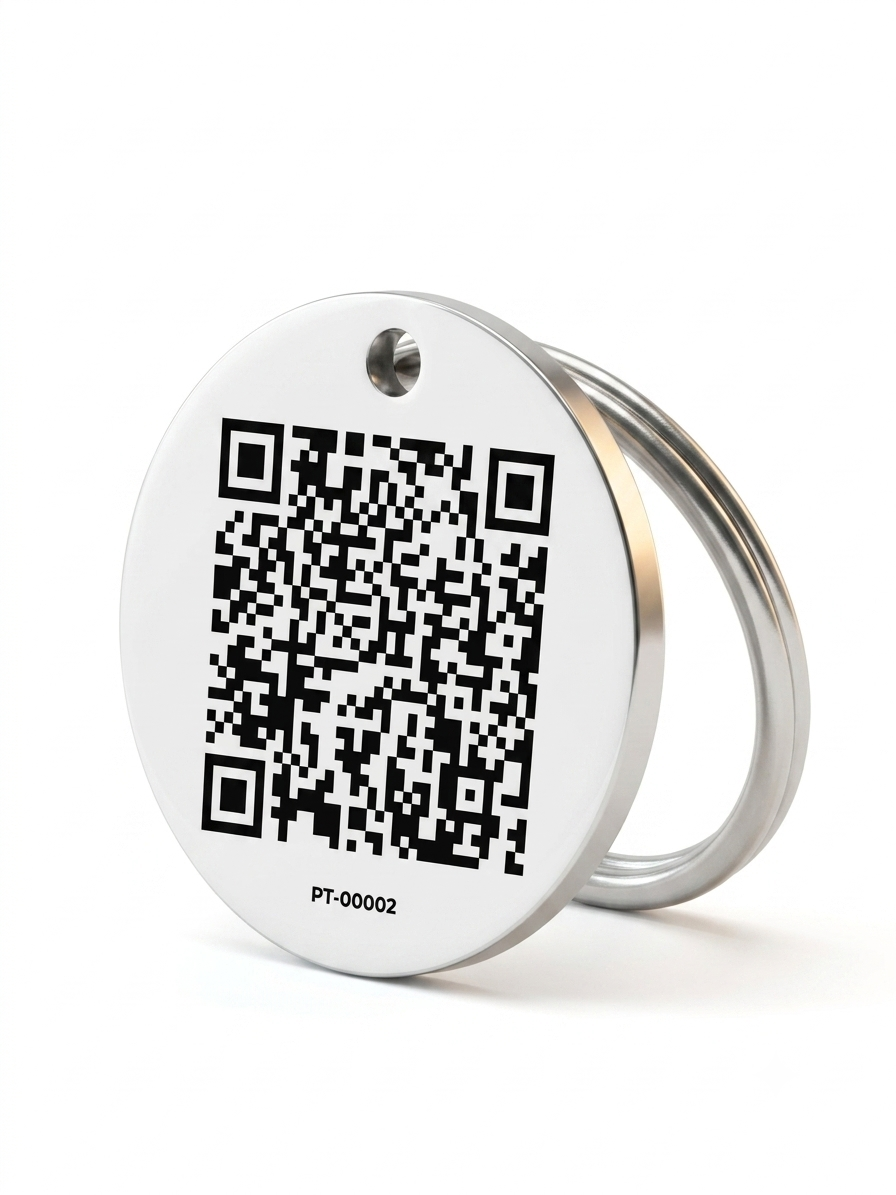 PawTrace pet tag QR code angled view