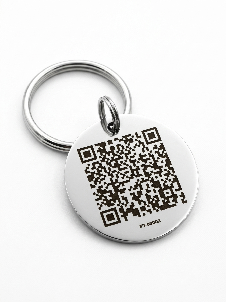 PawTrace pet tag QR code close up