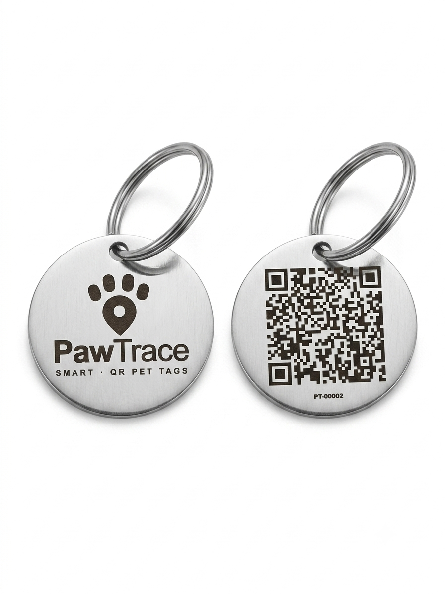 PawTrace pet tag front and back view