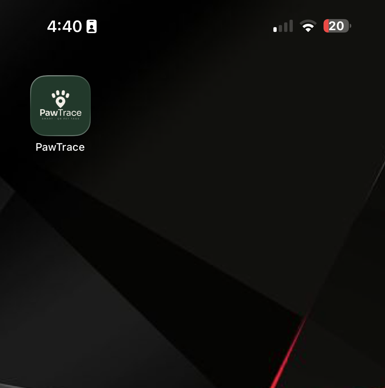 PawTrace icon on the iPhone home screen